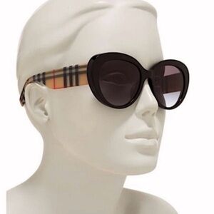 Burberry Black Sunglasses with Plaid Accents